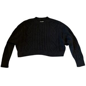 NWT Aerie Black Cable Knit Women's‎ Cropped Sweater Large